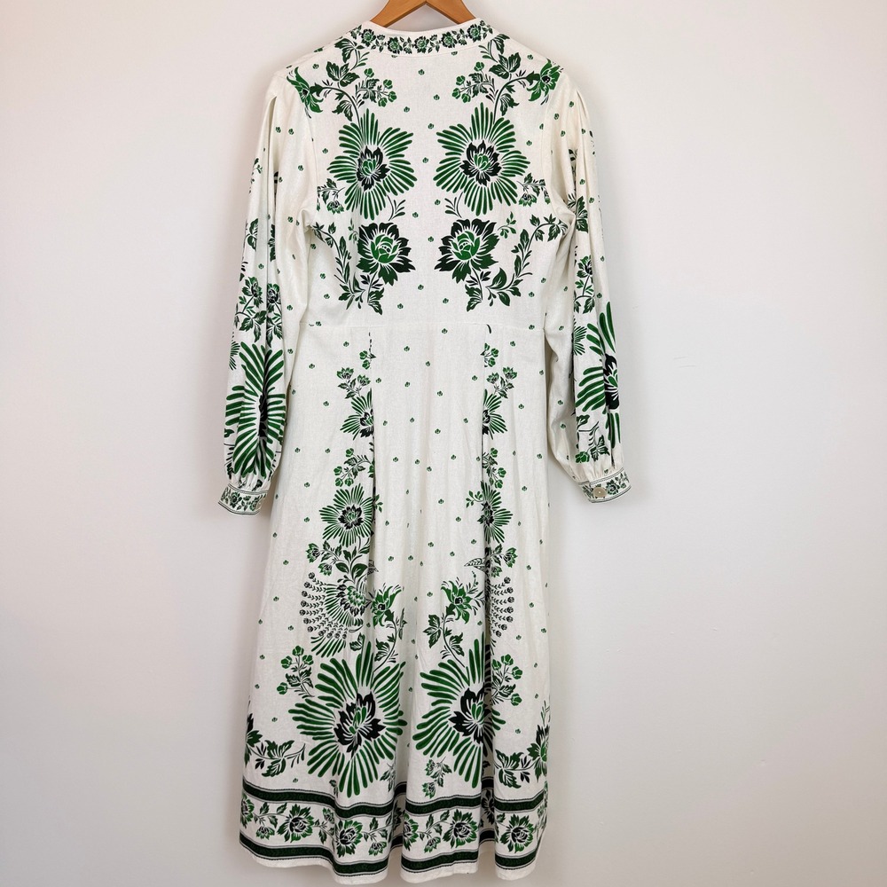 NWT Christian Lacroix Forest Soul Botanical Print Linen Blend Midi Green Dress - Picture 8 of 13